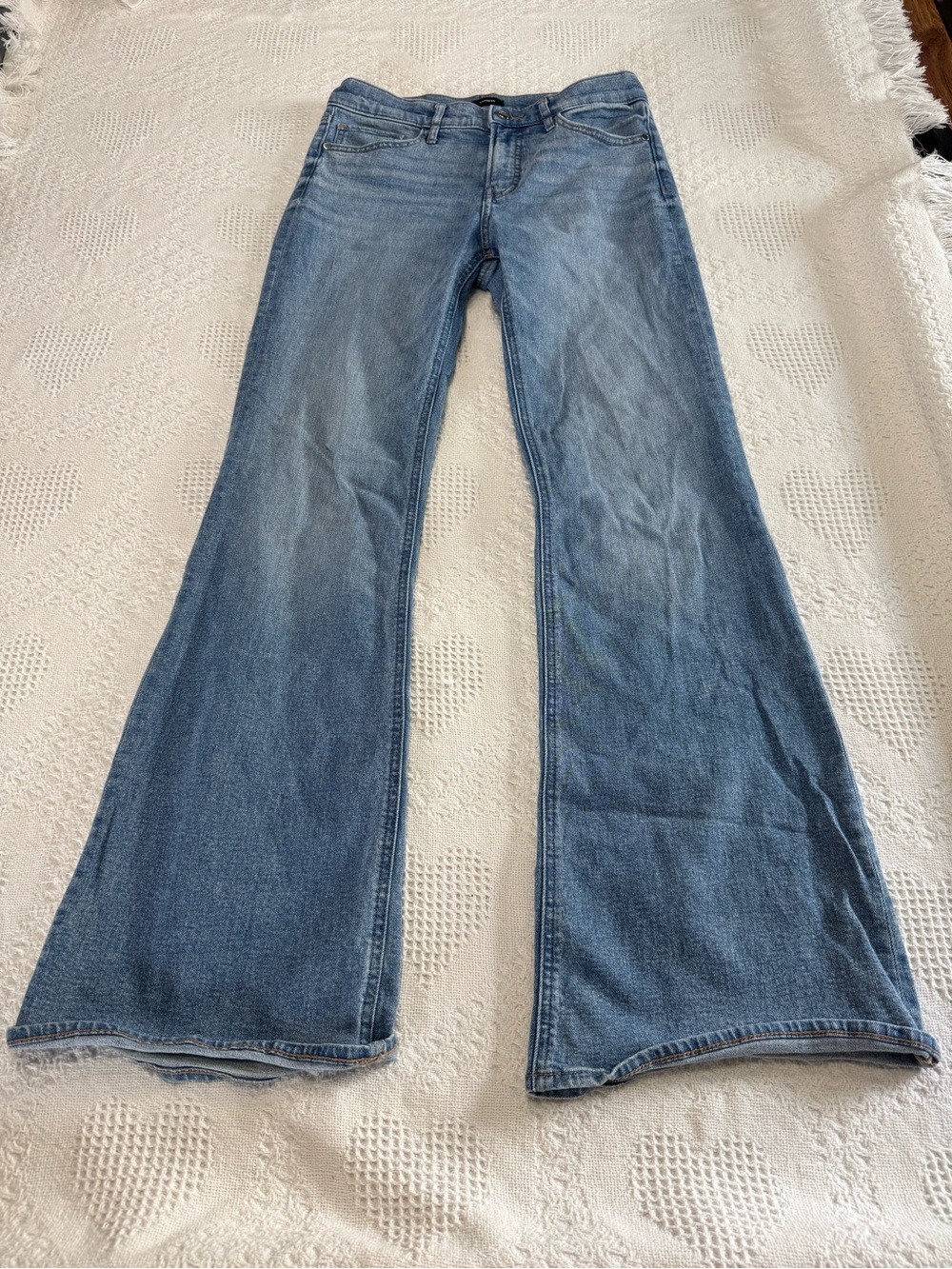 Express 70s Flare Blue Mid Rise Flare Denim Jeans (4R)